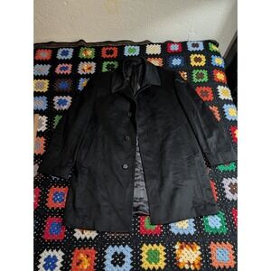 Pronto Moda Italia Car Coat Sz 46R Black Cashmere Wool Overcoat Pea Coat